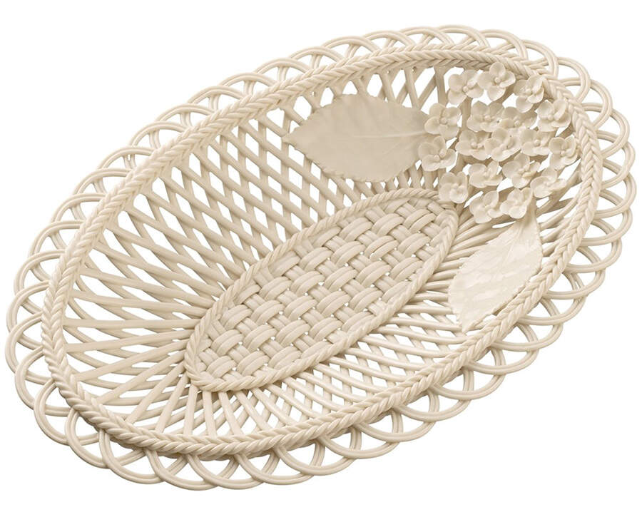 Basketware Oval Hydrangea Basket by Belleek Pottery (Ireland)-1