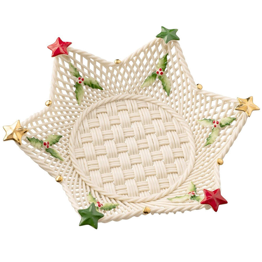 Basketware Star Basket by Belleek Pottery (Ireland)-1