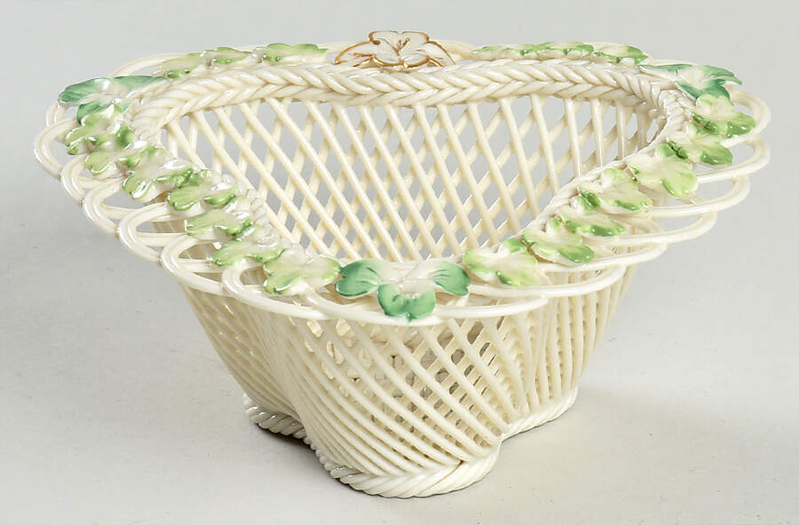 Basketware Shamrock Garden Basket by Belleek Pottery (Ireland)-1