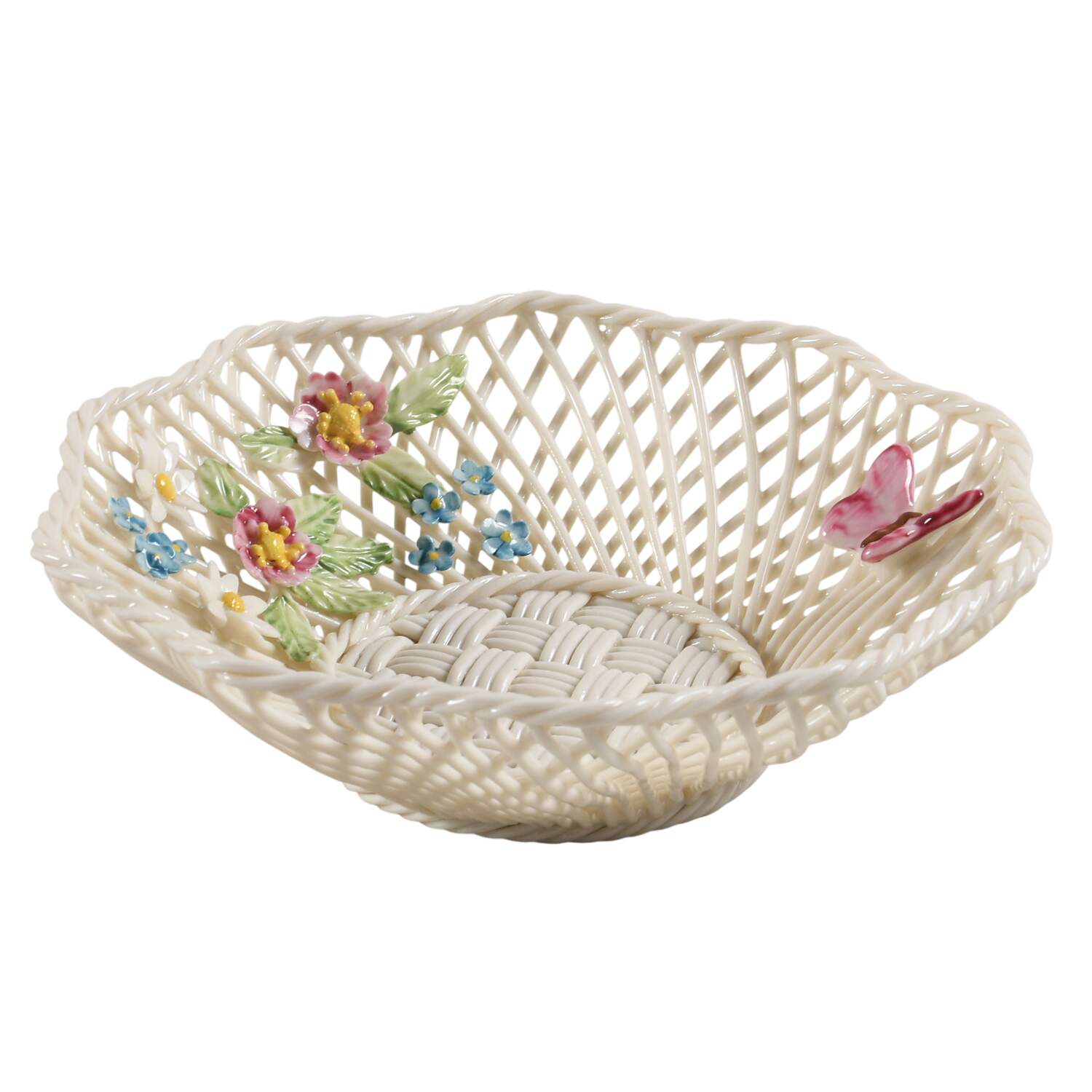 Basketware Summer Wild Irish Hedgerow Basket by Belleek Pottery (Ireland)-1