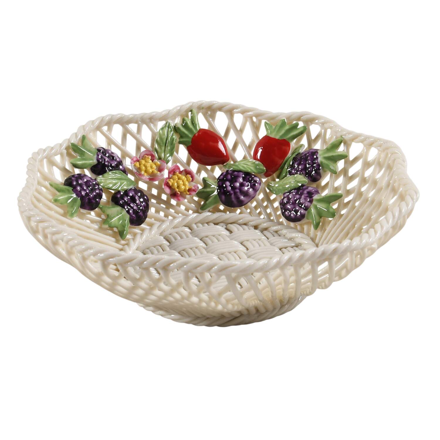 Basketware Autumn Wild Irish Hedgerow Basket by Belleek Pottery (Ireland)-1