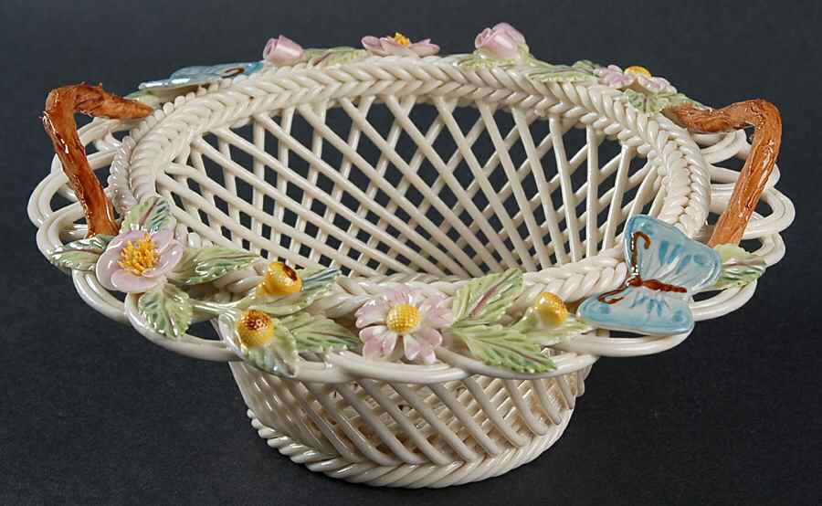 Basketware Butterfly Basket by Belleek Pottery (Ireland)-1