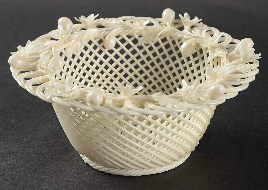 Basketware No Color Forget Me Not Basket by Belleek Pottery (Ireland)-1