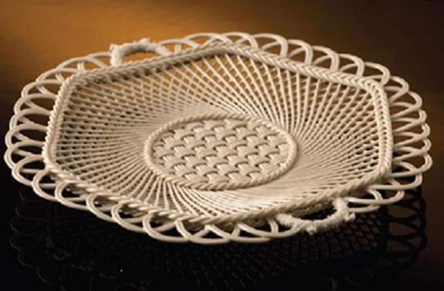 160th Anniversary Hexagon Basket Plate by Belleek Pottery (Ireland)-1