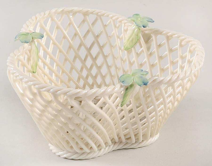 Basketware Four Leaf Clover Basket by Belleek Pottery (Ireland)-1