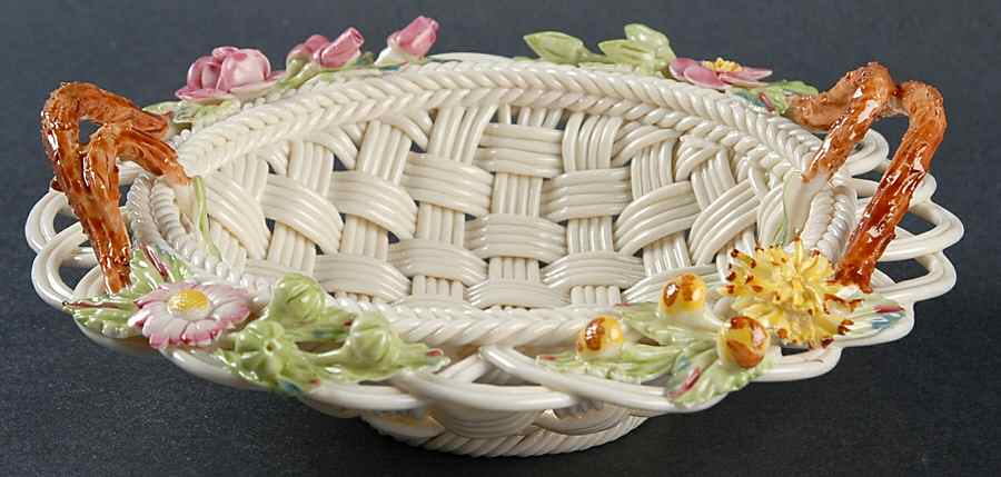 Basketware Floral Garden Basket by Belleek Pottery (Ireland)-1