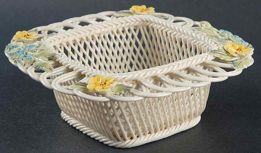 Basketware Flowers of May Basket by Belleek Pottery (Ireland)-1