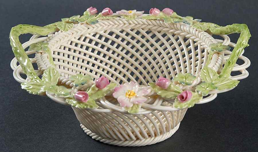 Basketware St Patrick's Basket by Belleek Pottery (Ireland)-1