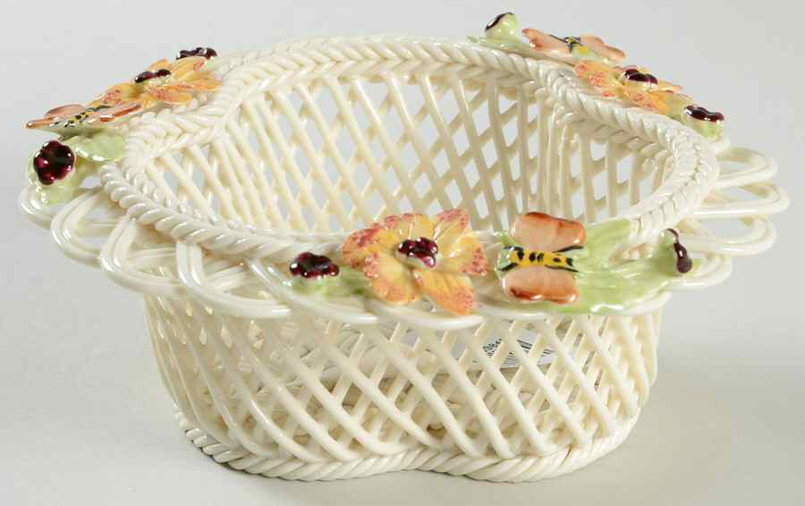 Basketware Honeysuckle Basket by Belleek Pottery (Ireland)-1