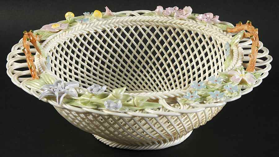 Basketware Spring Meadow Basket by Belleek Pottery (Ireland)-1
