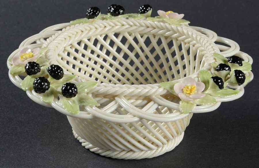 Basketware Blackberry Basket by Belleek Pottery (Ireland)-1