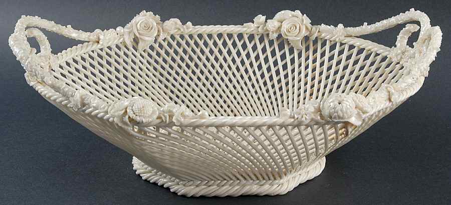 Basketware Floral Boston Basket by Belleek Pottery (Ireland)-1