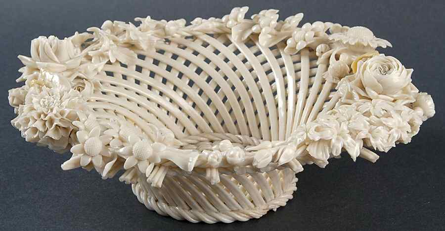 Basketware Convolvulus Basket by Belleek Pottery (Ireland)-1