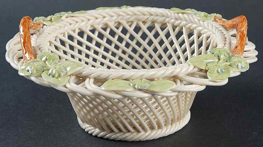 Basketware Emerald Shamrock Basket by Belleek Pottery (Ireland)-1