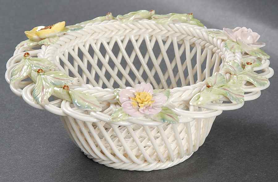 Basketware Summer Rose Basket by Belleek Pottery (Ireland)-1