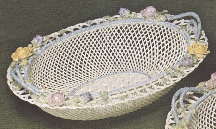 Basketware 12" Oval Basket by Belleek Pottery (Ireland)-1