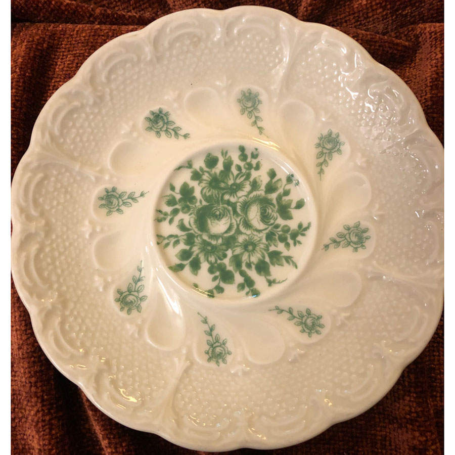 Green Roses Luncheon Plate by Black Knight-1