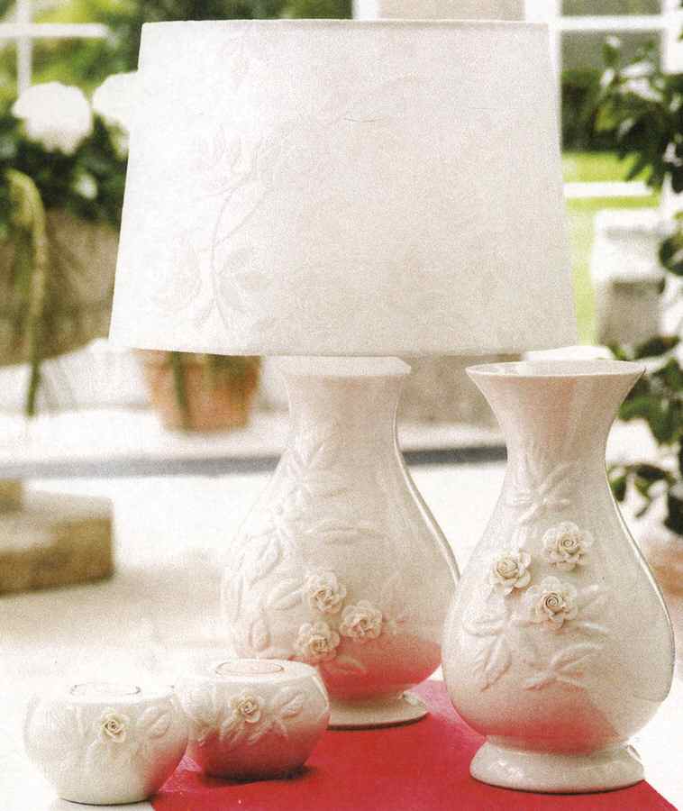 Rose Electric Lamp & Shade by Belleek Pottery (Ireland)-1