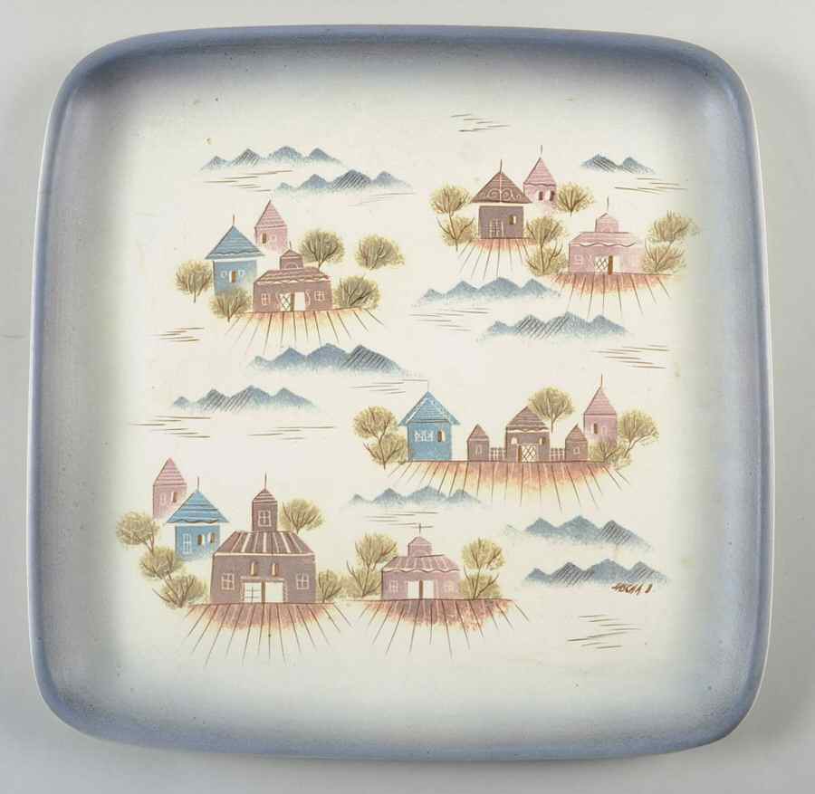 Rooftops Matte 15" Square Serving Platter by Sascha Brastoff-1