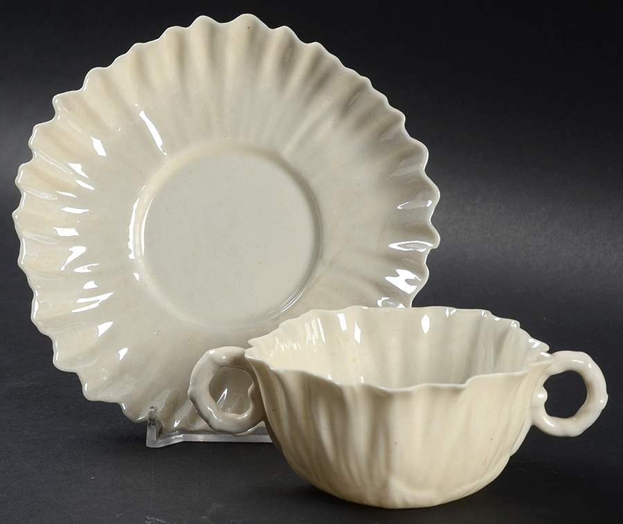 Low Lily Flat Bouillon Cup & Saucer by Belleek Pottery (Ireland)-1