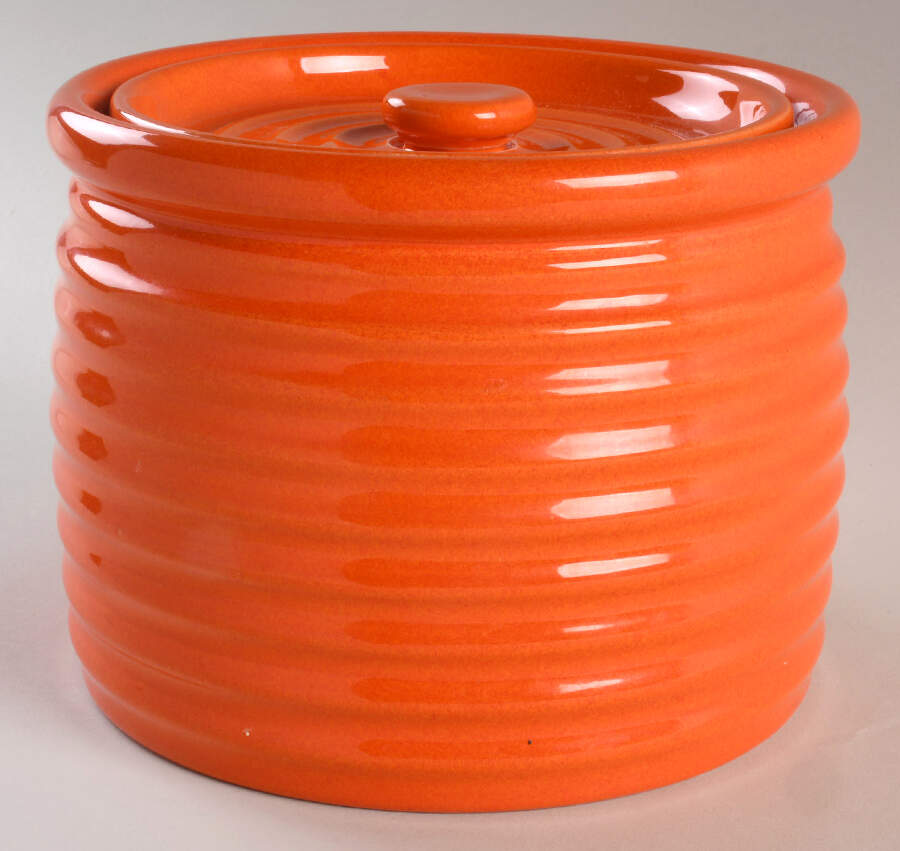 Ring Orange (New, Circa 2000) 6" Storage Jar & Lid by Bauer-1