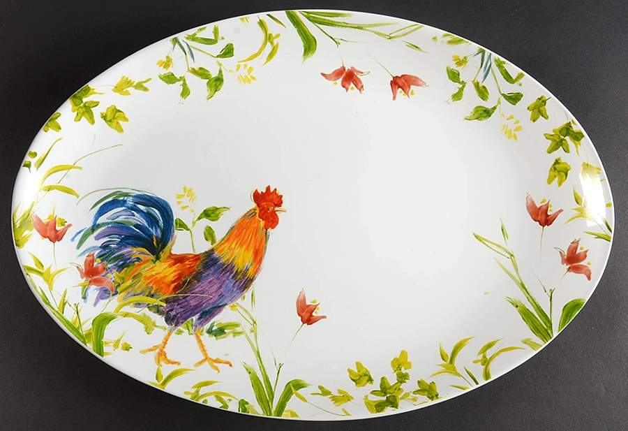 Meadow Rooster 14" Oval Serving Platter by BonJour-1