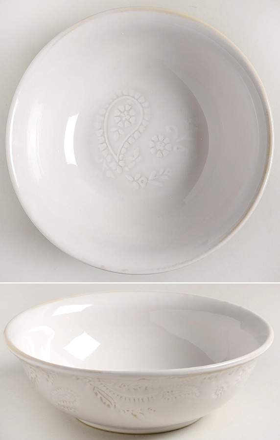 Paisley Vine Cream 9" Round Vegetable Bowl by BonJour-1
