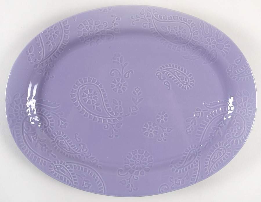Paisley Vine Lavender 14" Oval Serving Platter by BonJour-1