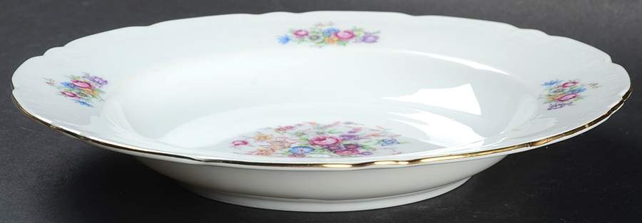 Bouquet (Small Floral, Ribbed Edge) Rim Soup Bowl by Bohemia Ceramic Works-1