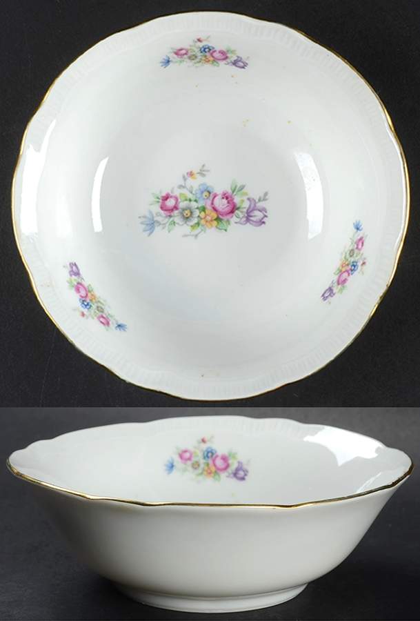 Bouquet (Small Floral, Ribbed Edge) Fruit/Dessert (Sauce) Bowl by Bohemia Ceramic Works-1