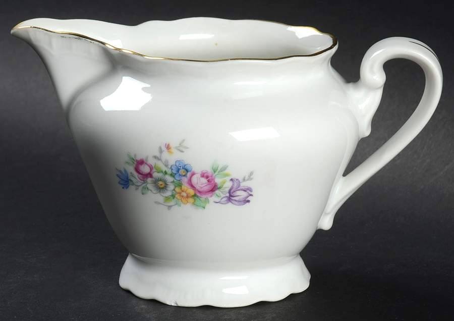 Bouquet (Small Floral, Ribbed Edge) Creamer by Bohemia Ceramic Works-1