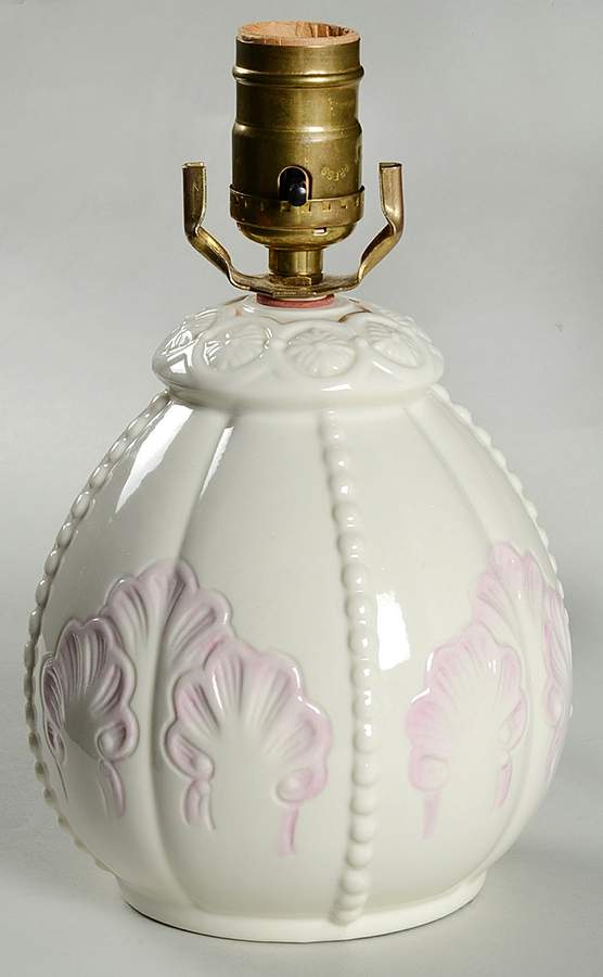 Rossmore Pink 13" Electric Lamp No Shade by Belleek Pottery (Ireland)-1