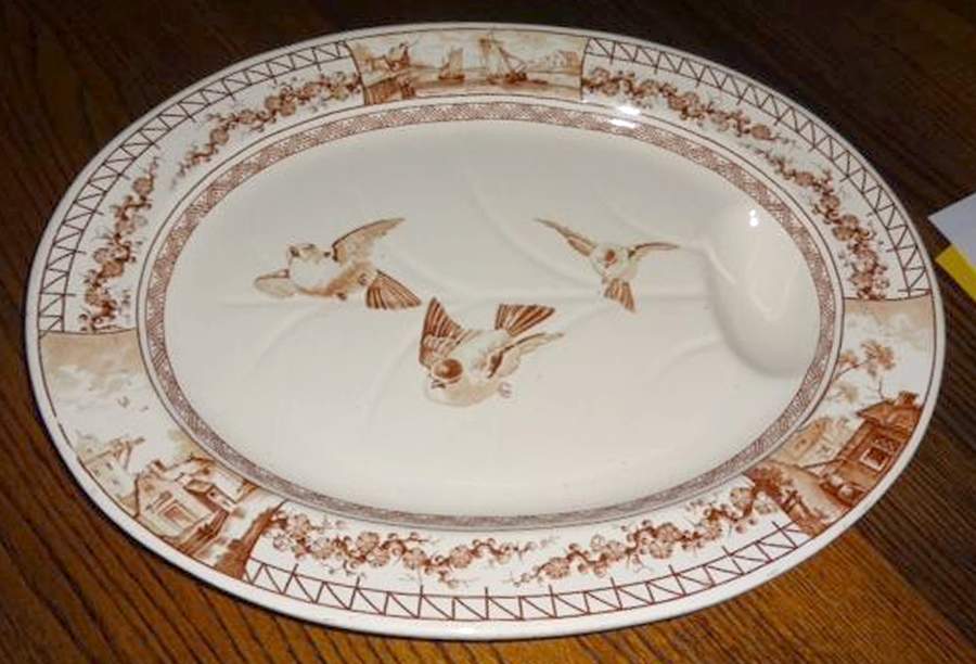 France Brown 16" Oval Serving Platter by Brown, Westhead & Moore-1