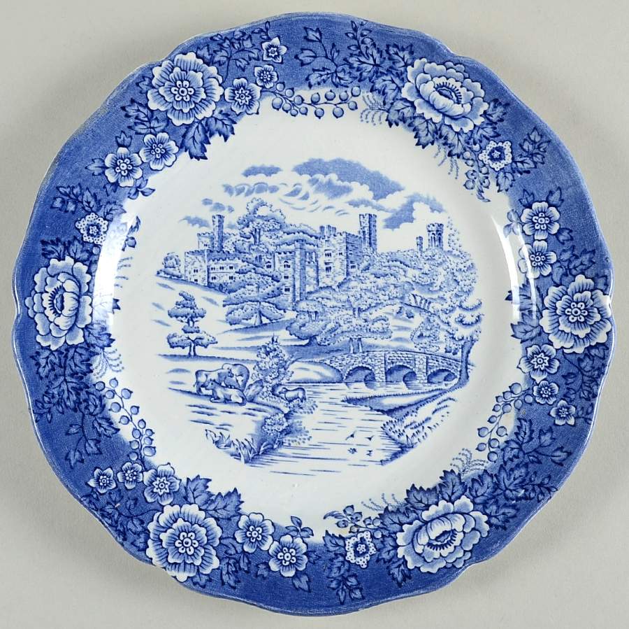Old English Landscapes Blue Salad Plate by Barratts-1