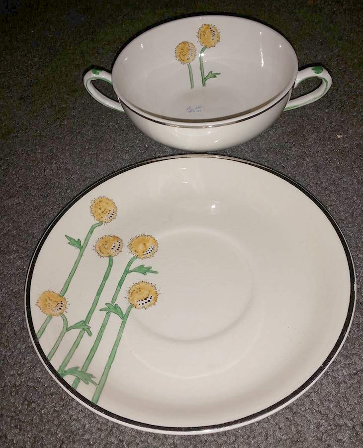 A3723 Flat Cream Soup Bowl & Saucer Set by Booths-1