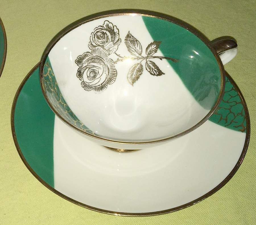 BTH284 Footed Cup & Saucer Set by Bareuther & Co-1