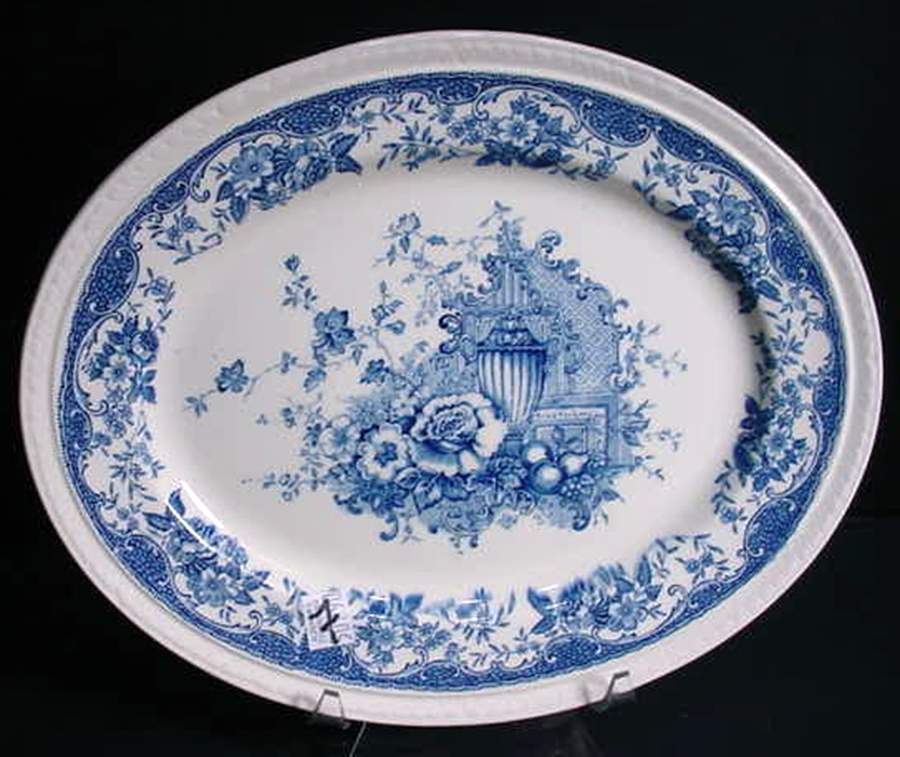 Olde Staffordshire Blue 14" Oval Serving Platter by Barker Bros Ltd-1