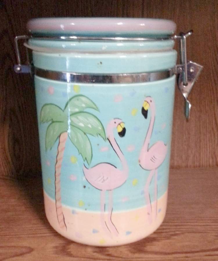 Oh So Flamingo 8" Storage Jar & Lid by Baum Brothers-1