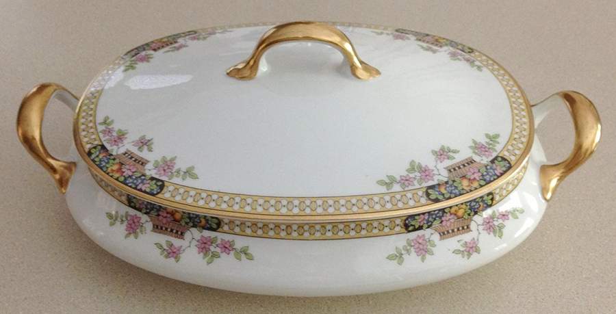 Winton (Design on Edge) Oval Covered Vegetable by Bernardaud-1