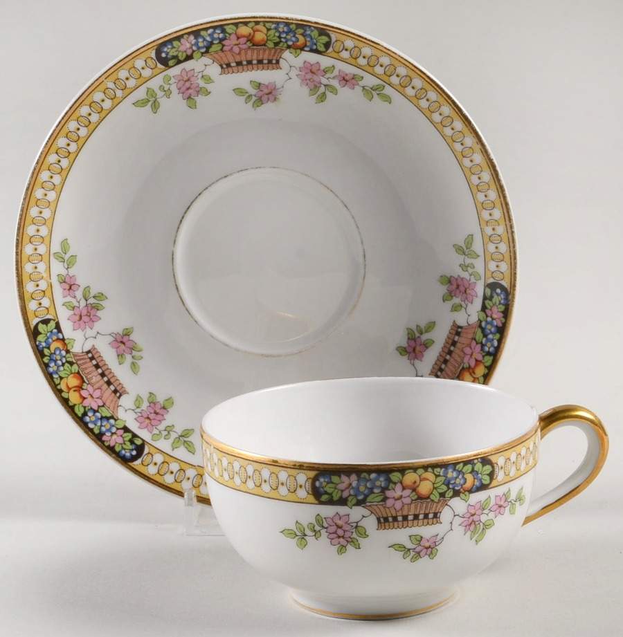 Winton (Design on Edge) Flat Cup & Saucer Set by Bernardaud-1