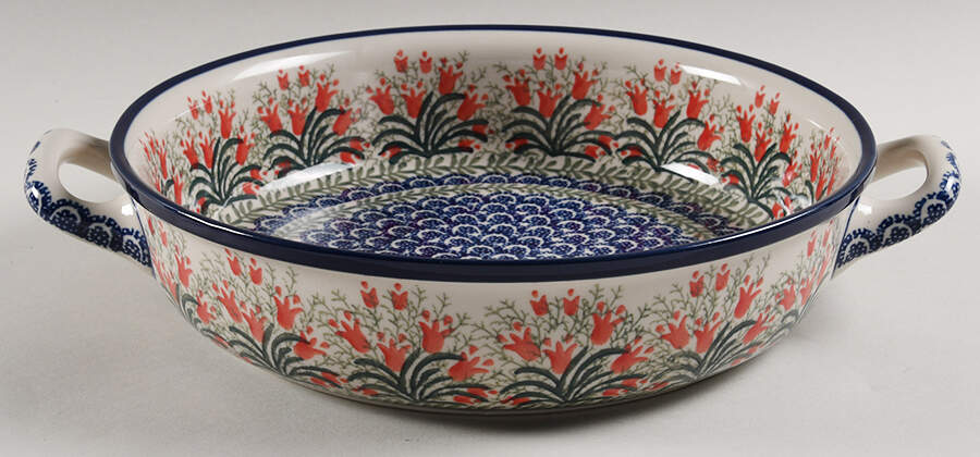 Red Tulip 10" Round Baker by BOLESLAWIEC-1