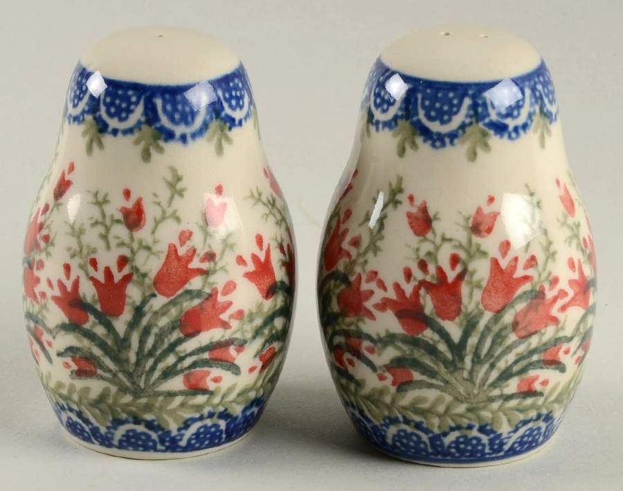 Red Tulip Salt & Pepper Set by BOLESLAWIEC-1