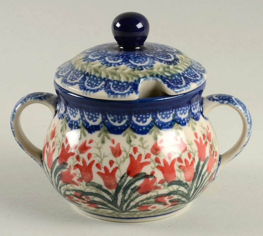Red Tulip Jam/Jelly & Lid by BOLESLAWIEC-1