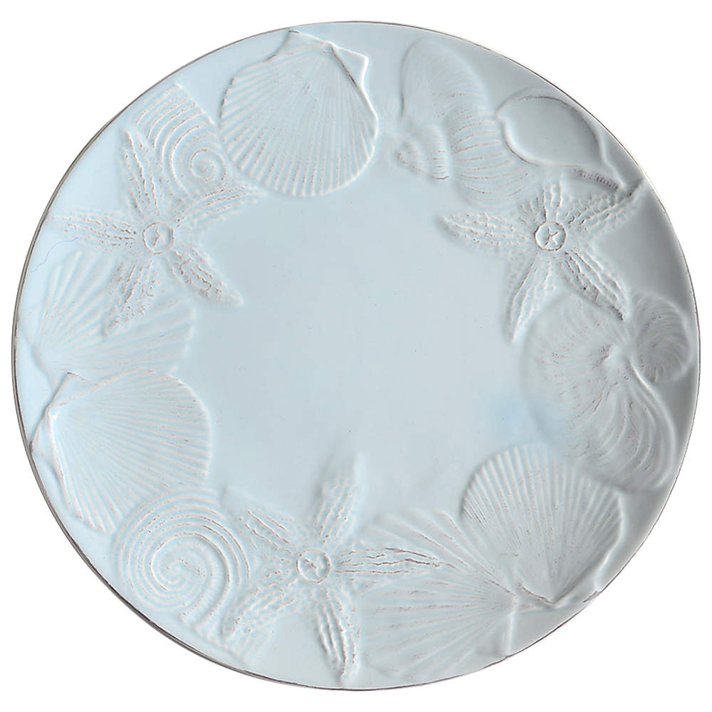 Seahorse and Seashell Menagerie Blue Dinner Plate by Blue Sky-1