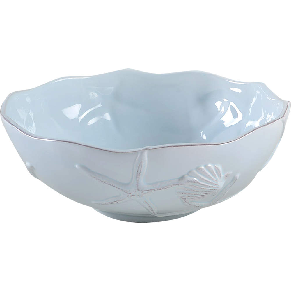 Seahorse and Seashell Menagerie Blue 11" Round Serving Bowl by Blue Sky-1