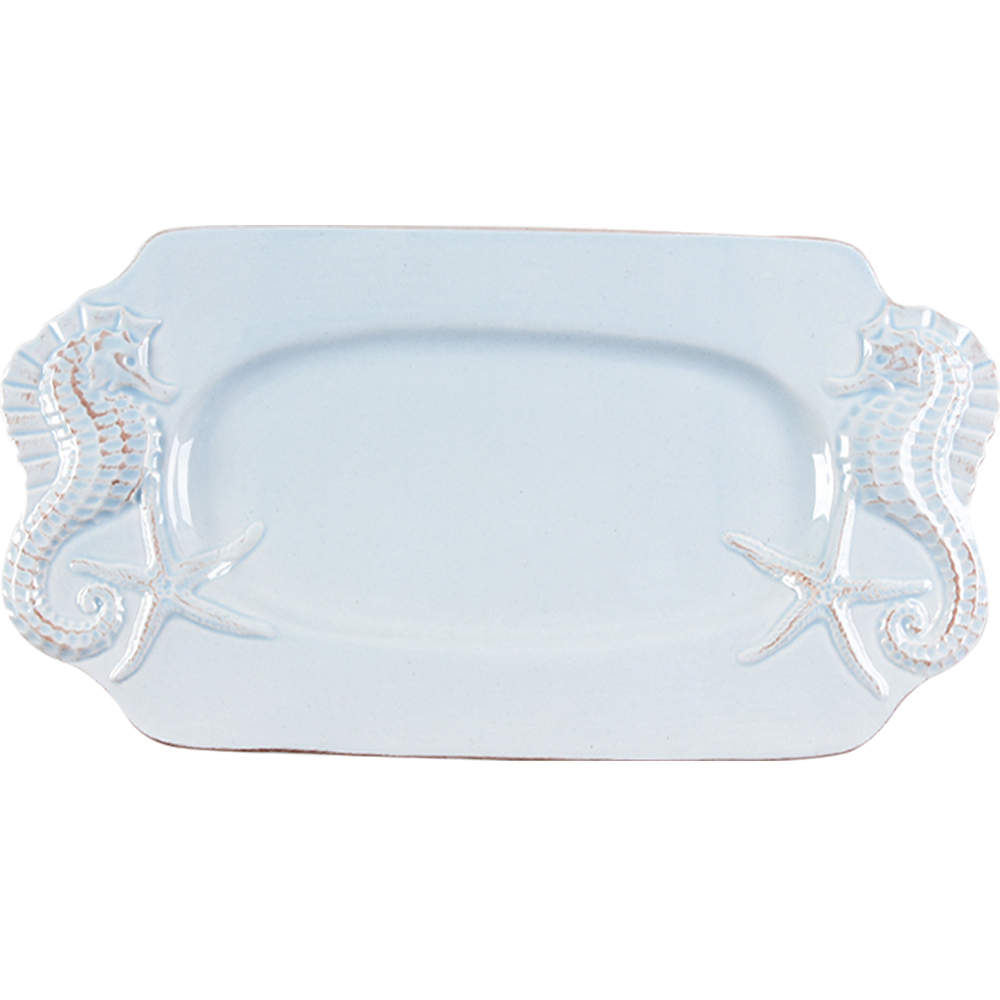 Seahorse and Seashell Menagerie Blue 12" Rectangular Tray by Blue Sky-1