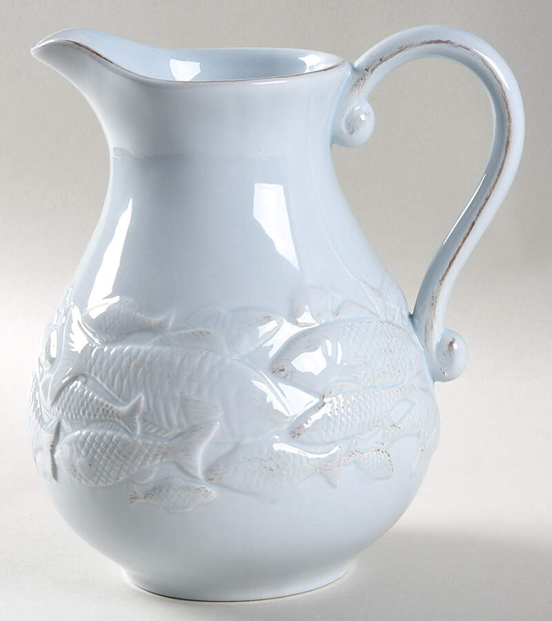 Seahorse and Seashell Menagerie Blue 48 Oz Pitcher by Blue Sky-1