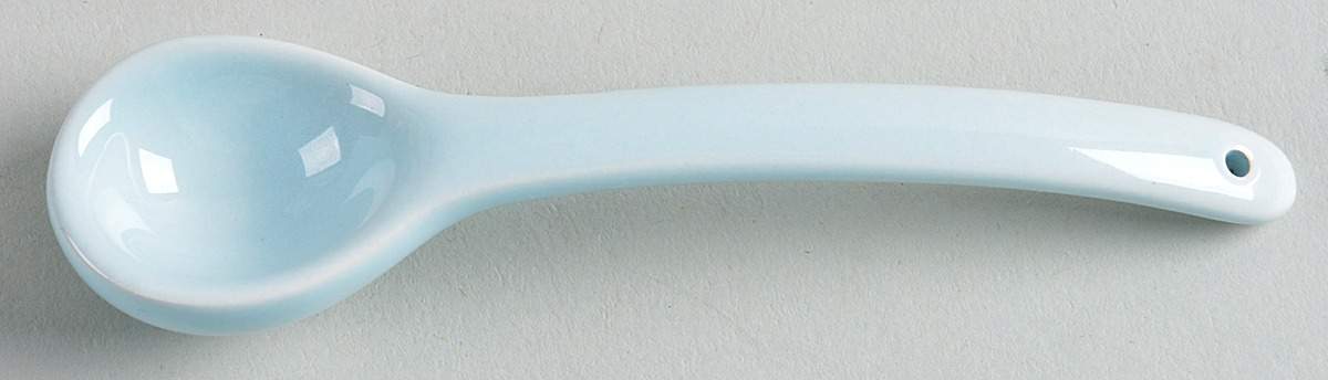 Seahorse and Seashell Menagerie Blue All Ceramic Sugar Spoon by Blue Sky-1