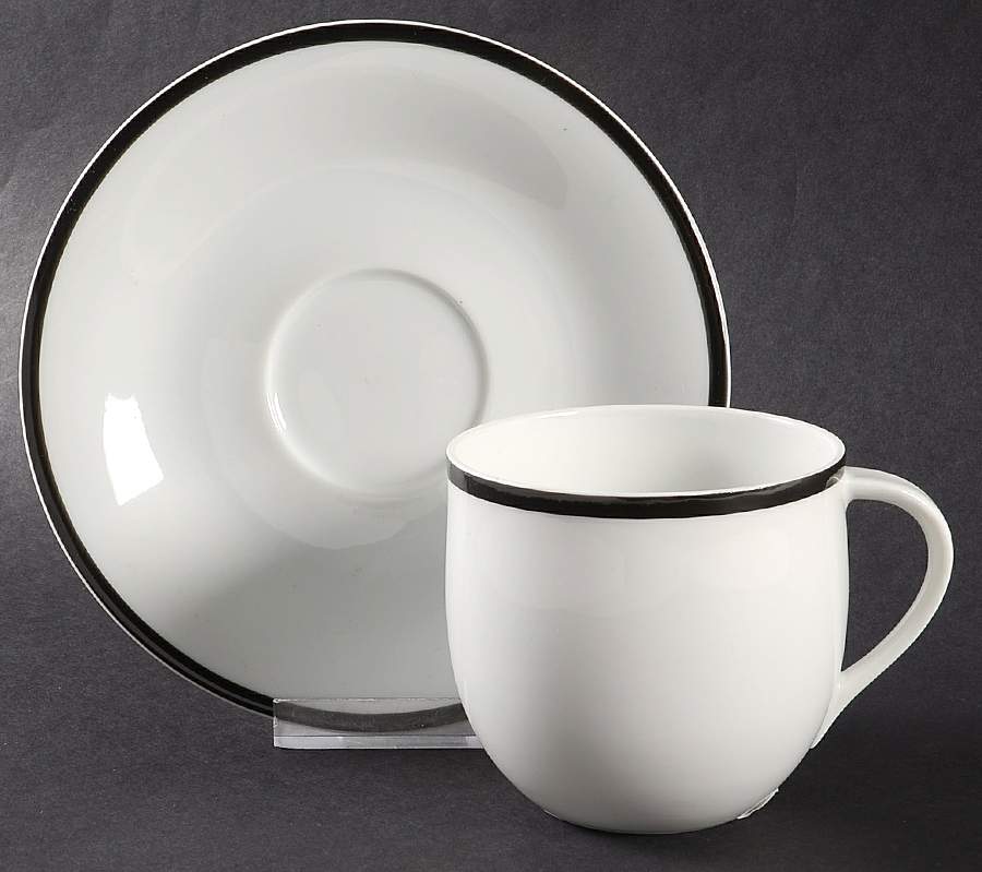 Lyric Black Flat Cup & Saucer Set by Block-1