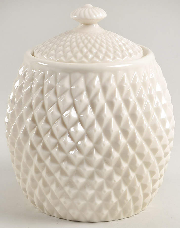 Diamond Biscuit Barrel & Lid by Belleek Pottery (Ireland)-1